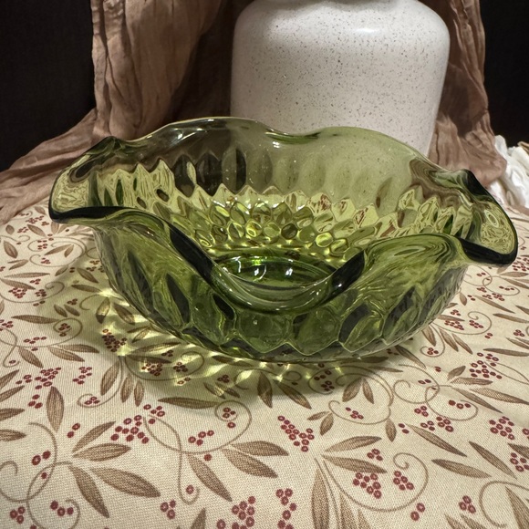 Indiana Glass Other - MCM Green Glass Decorative Bowl